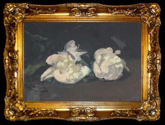 framed  Edouard Manet Branch of White Peonies and Shears (mk40), ta009-2